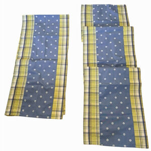 Set of 2 Vintage Window Valences Blue Green Plaid Dot 69" x 15.5" by Banana fish